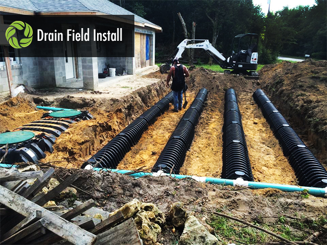 Drain field install in Central Florida by All Out Septic at a residential home.